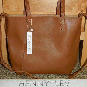 Henny + Lev Danielle VEGAN LEATHER 2-IN-1 Everyday Tote Bag w/Dust Cover NWT